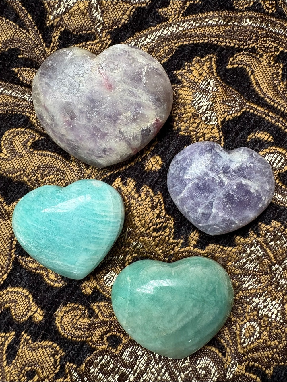 Chunky Heart Polished Crystal Stones Amethyst Amazonite Aventurine
